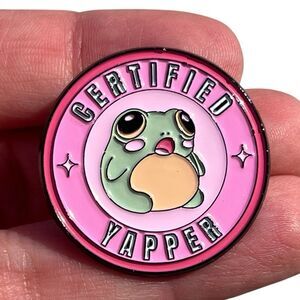 Froggy Certified Yapper Pink Enamel Pin